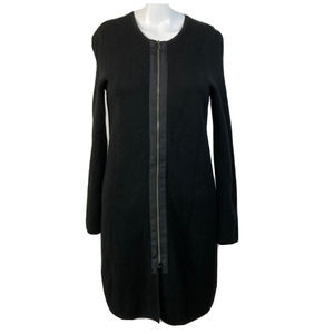 Talbots Petite Dress Womens Sz‎ SP Black Merino Wool Front Zipper Sweater